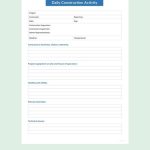 Daily Construction Activity Report Template – Google Docs, Word With Daily Activity Report Template