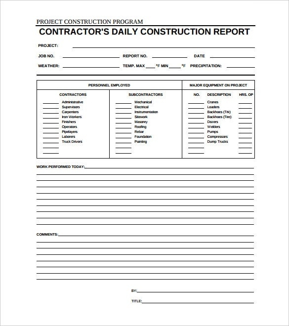 Daily Construction Report Template - 25+ Free Word, Pdf Documents Regarding Construction Daily Progress Report Template