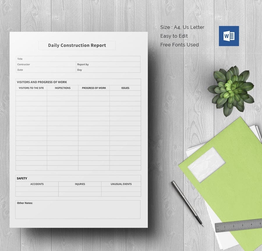 Daily Construction Report Template – 25+ Free Word, Pdf Documents Regarding Free Construction Daily Report Template