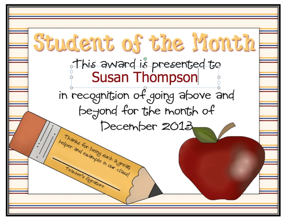 Dayley Supplements: Editable Student Of The Month Certificates - Pencil Within Free Printable Student Of The Month Certificate Templates