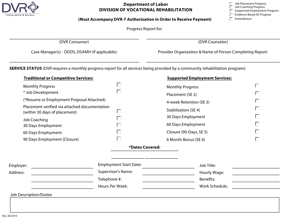 Delaware Dvr Job Placement - Coaching And Supported Employment Progress For Coaches Report Template