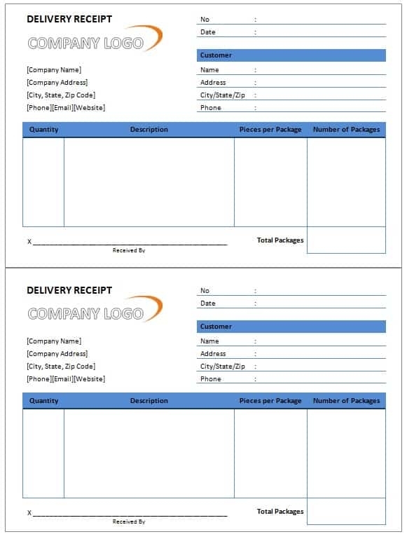 Delivery Receipt Template – Free Formats Excel Word Within Proof Of Delivery Template Word