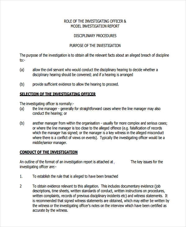 Disciplinary Report Template | Master Template In Investigation Report Template Disciplinary Hearing