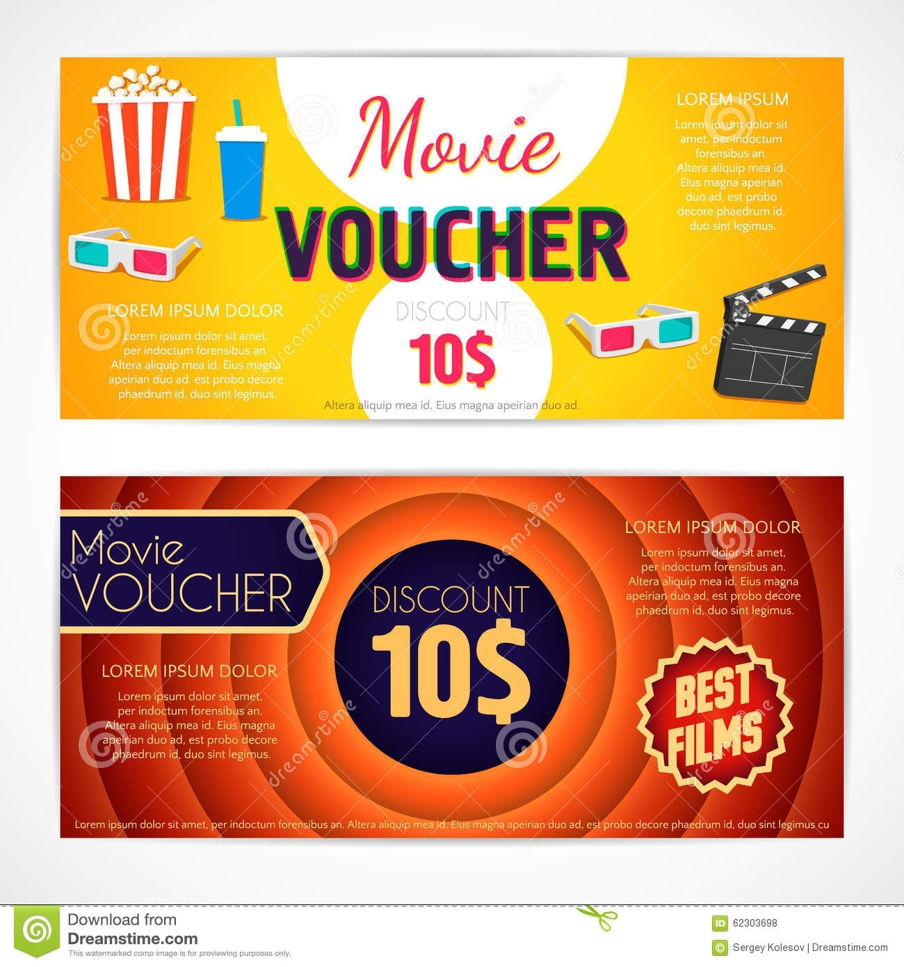 Discount Voucher Movie Template, Cinema Gift Certificate, Coupon Stock Throughout Movie Gift Certificate Template