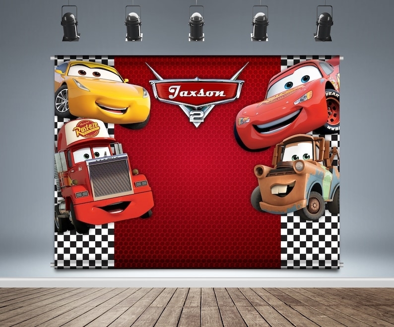 Disney Cars Backdrop Banner Birthday Theme Race Car – Etsy Regarding Cars Birthday Banner Template