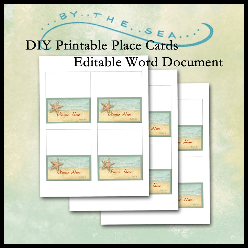 Diy Printable Place Card Template / By The Sea Beach Starfish With Ms Word Place Card Template