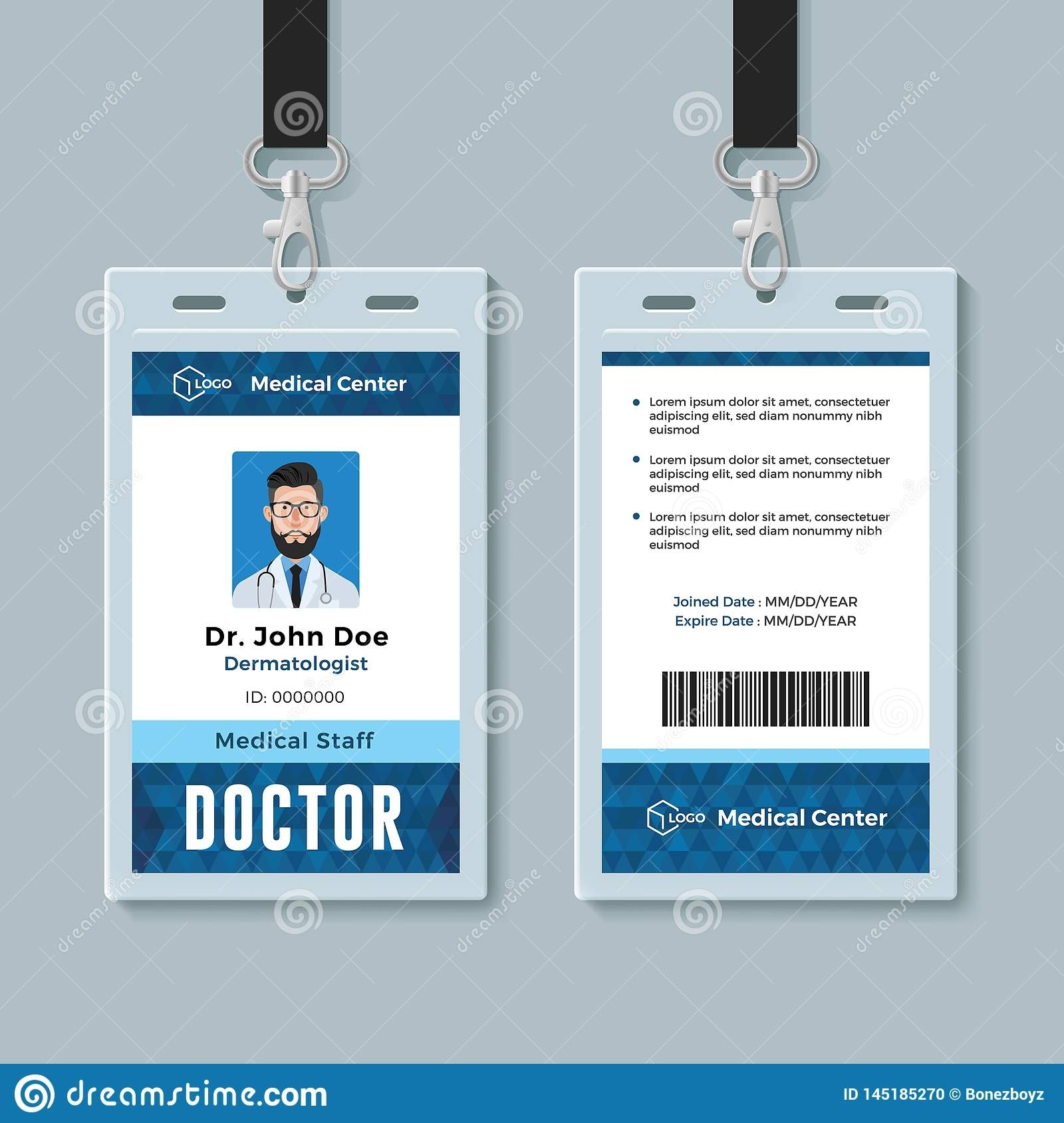 Doctor Id Card. Medical Identity Badge Design Template Stock Vector With Regard To Doctor Id Card Template