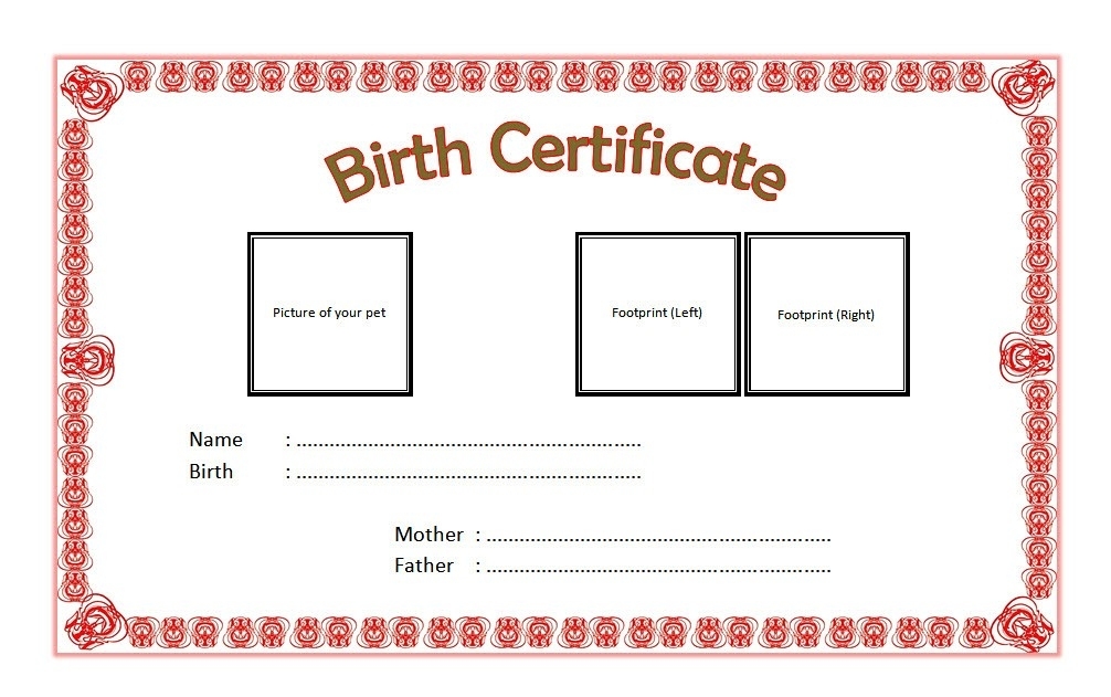 Dog Birth Certificate Template Editable [9+ Designs Free] Within Birth Certificate Template For Microsoft Word