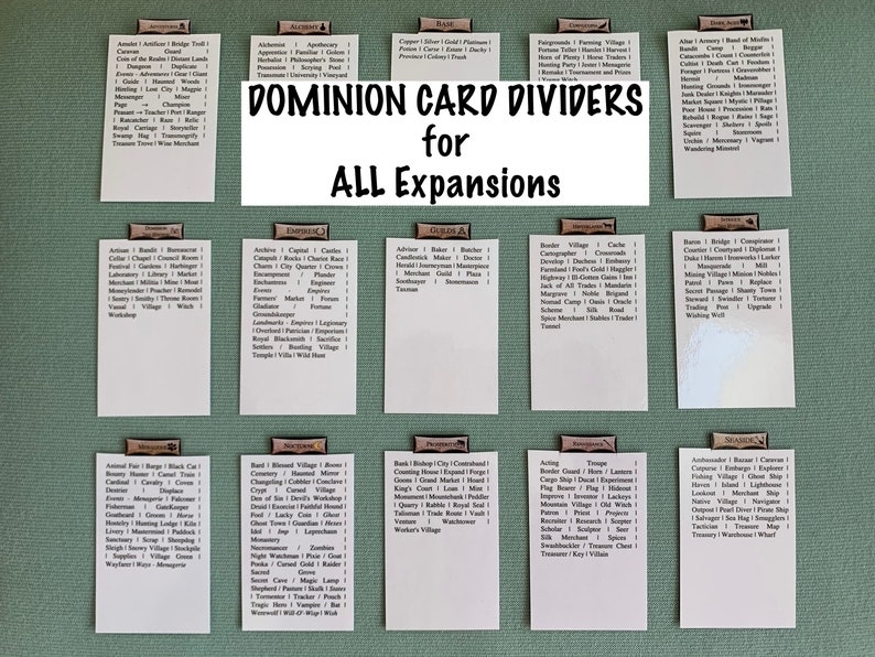 Dominion Card Dividers For All Dominion Expansions Laminated | Etsy With Dominion Card Template