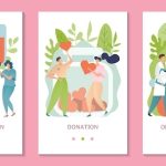 Donation Banner Card Illustration. People Donating Blood, Human Organ With Regard To Organ Donor Card Template