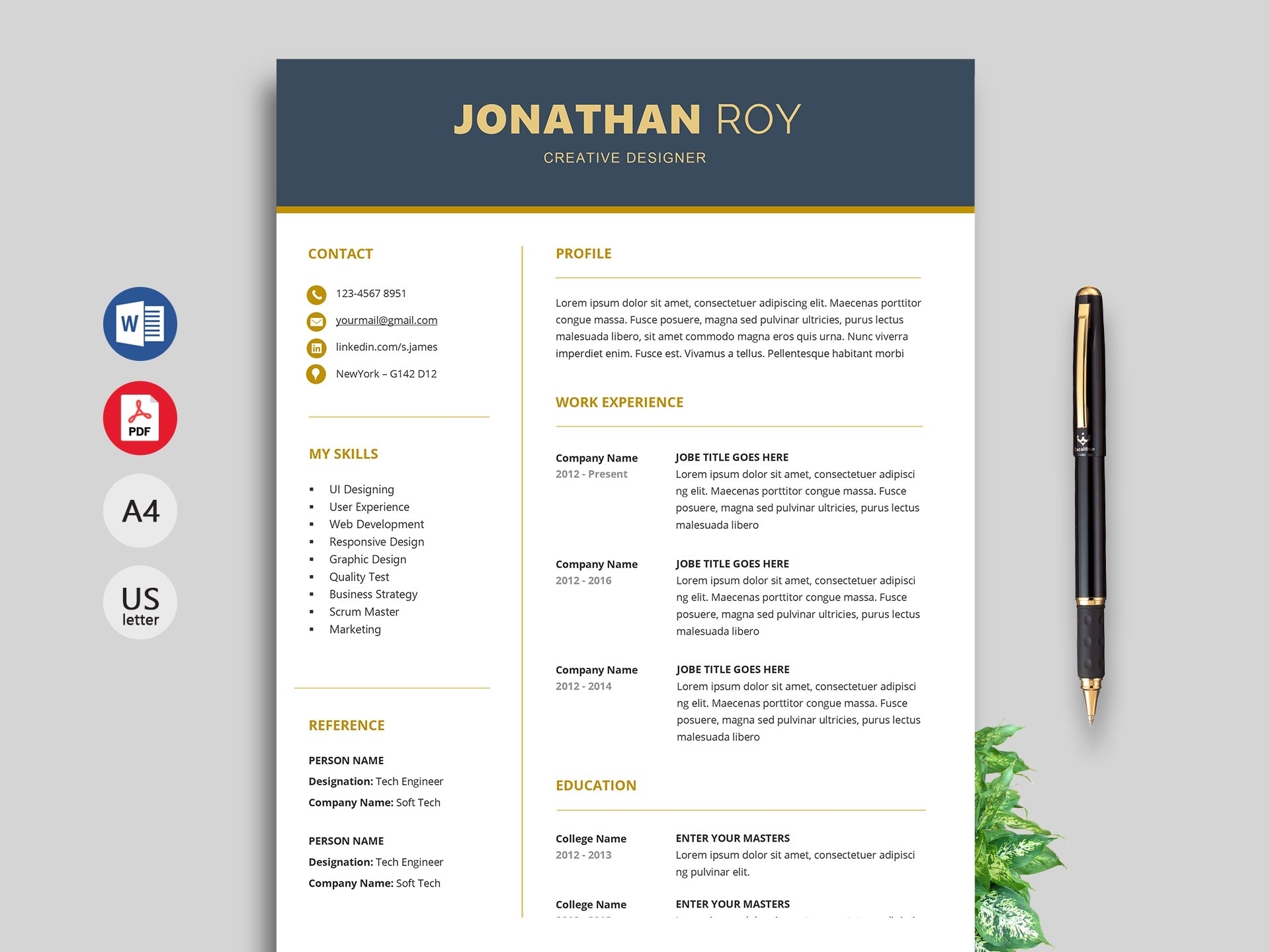 [Download 26+] View Downloadable One Page Resume Template Word Free Png Cdr for Free Downloadable Resume Templates For Word