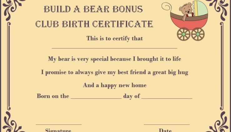 [Download 45+] Build A Bear Birth Certificate Template For Build A Bear Birth Certificate Template
