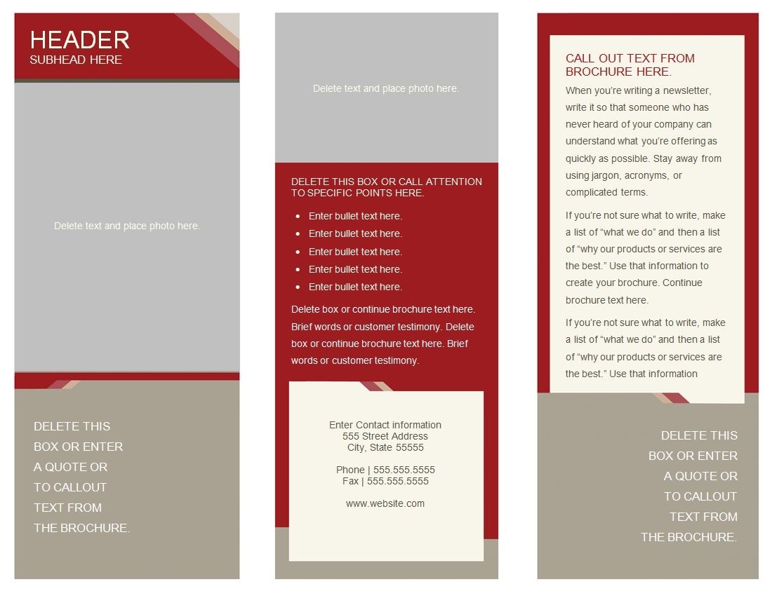 Download Free Brochure Templates In Word Format – Masteroffice In 4 Fold Brochure Template Word