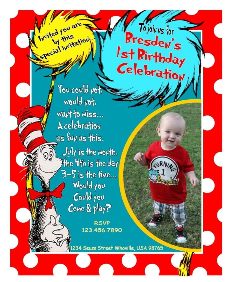 Dr Seuss Birthday Invitations Wording | Download Hundreds Free Within Dr Seuss Birthday Card Template