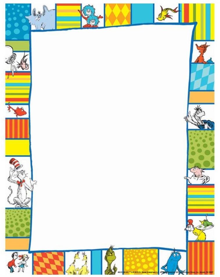 Dr. Seuss Border Blank Template - Imgflip for Blank Cat In The Hat Template