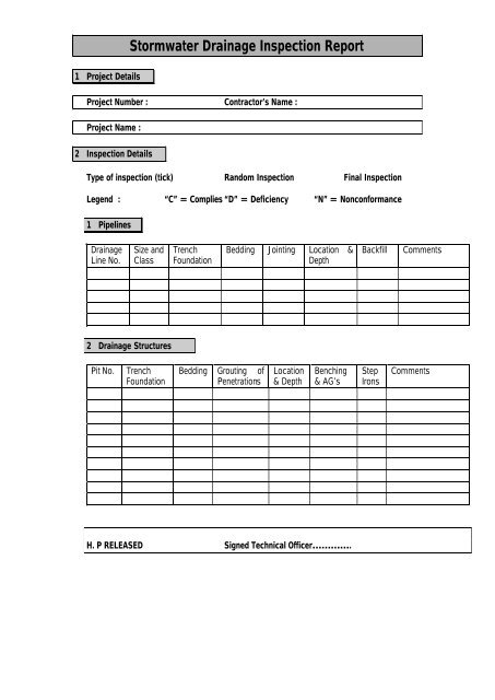Drainage Report Template Pertaining To Drainage Report Template