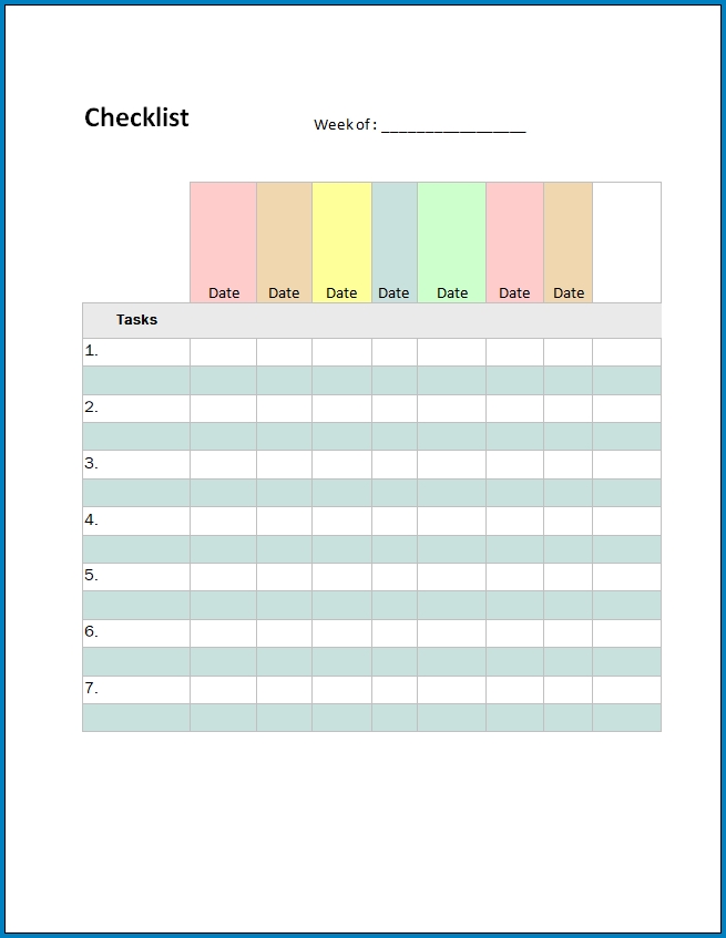 √ Free Fillable Blank Checklist Template | Checklist Templates Throughout Blank Checklist Template Word