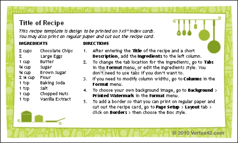 ⚙ Descargar Recipe Card Templates Gratis Para Windows Regarding Restaurant Recipe Card Template