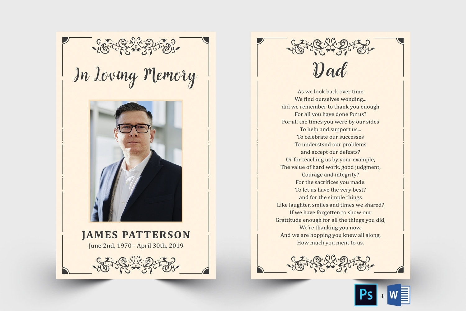 Editable Funeral Prayer Card Template Printable Memorial | Etsy Pertaining To Memorial Cards For Funeral Template Free