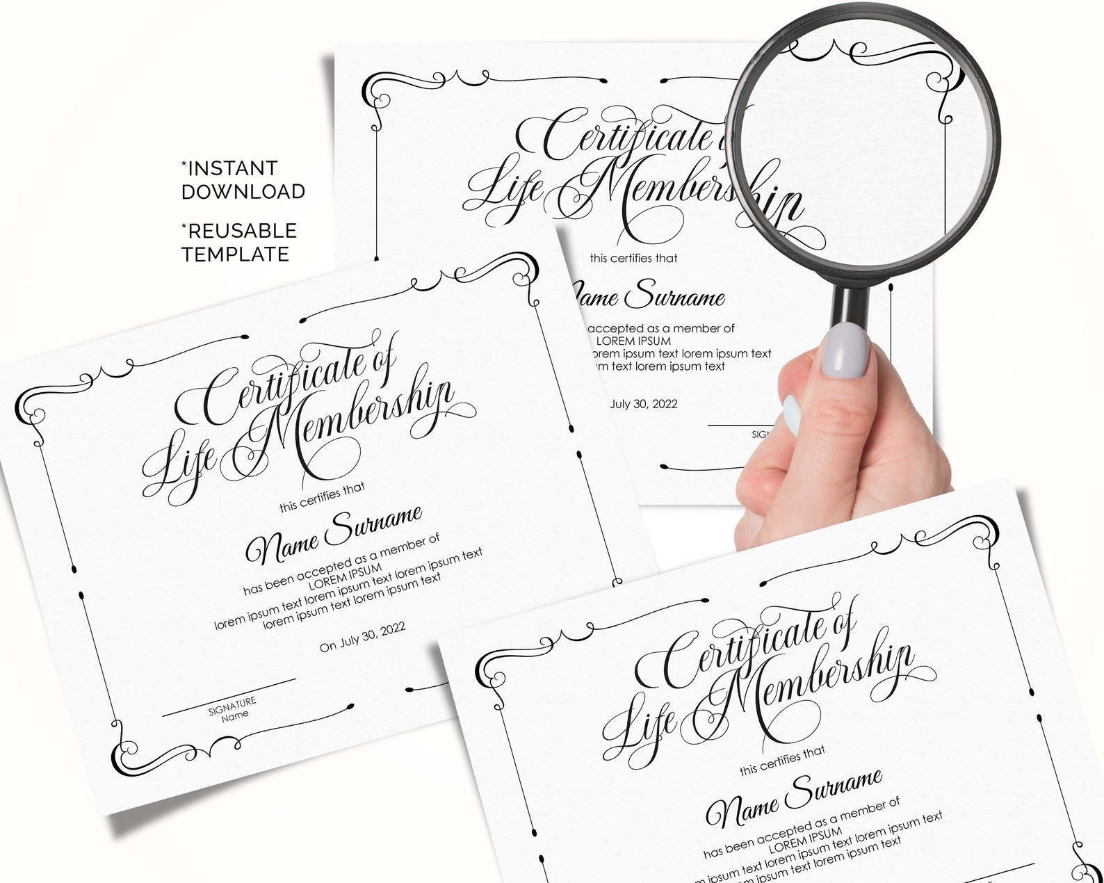 Editable Life Membership Certificate Template Printable | Etsy Throughout Life Membership Certificate Templates