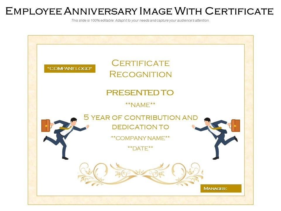 Employee Anniversary Image With Certificate | Presentation Graphics Inside Employee Anniversary Certificate Template