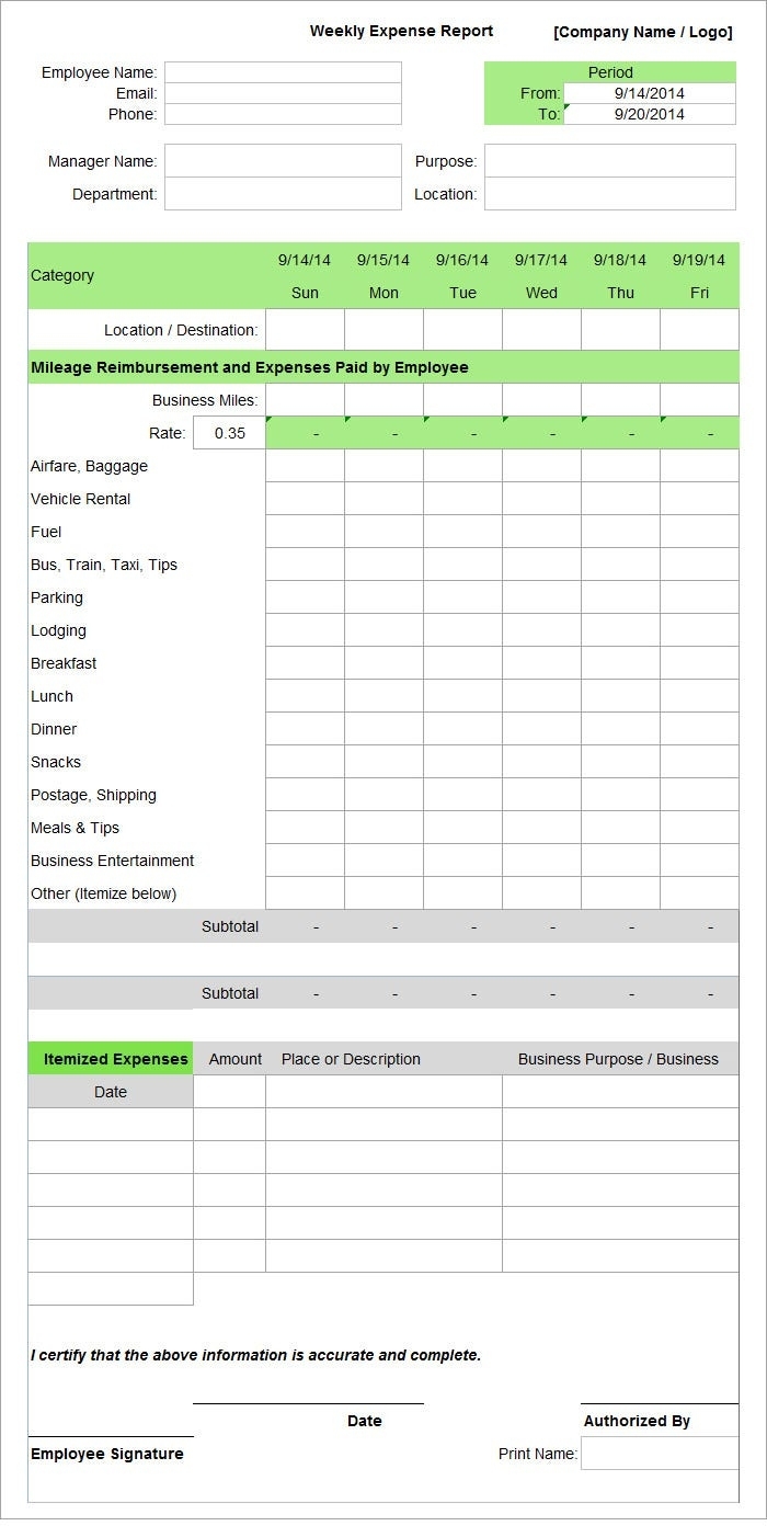Employee Expense Report Template | 11+ Free Docs, Xlsx & Pdf Formats In Expense Report Template Xls
