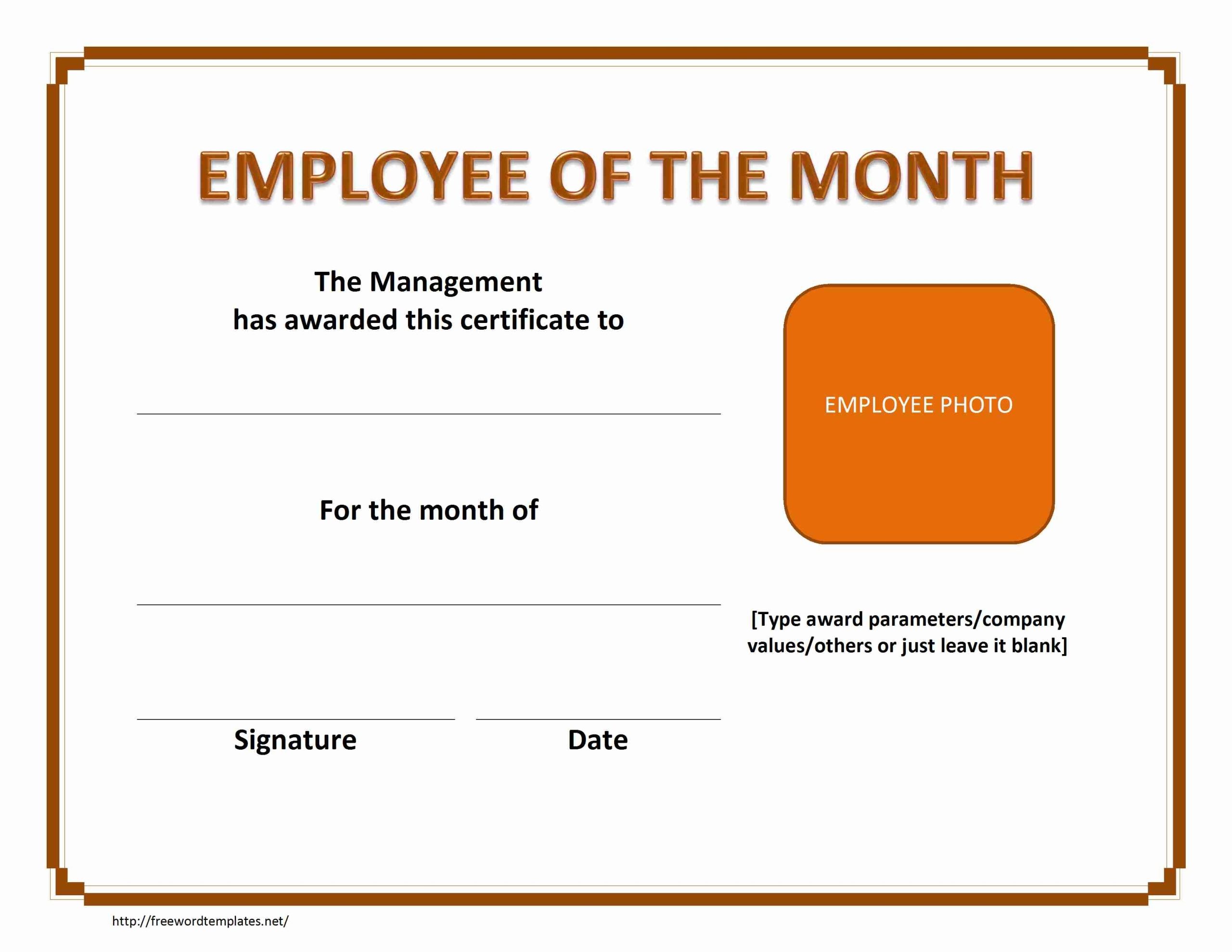 Employee Of The Month Certificate regarding Employee Of The Month Certificate Templates