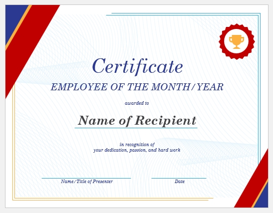 Employee Of The Month Year Certificate Templates Professional For Teacher Of The Month Certificate Template