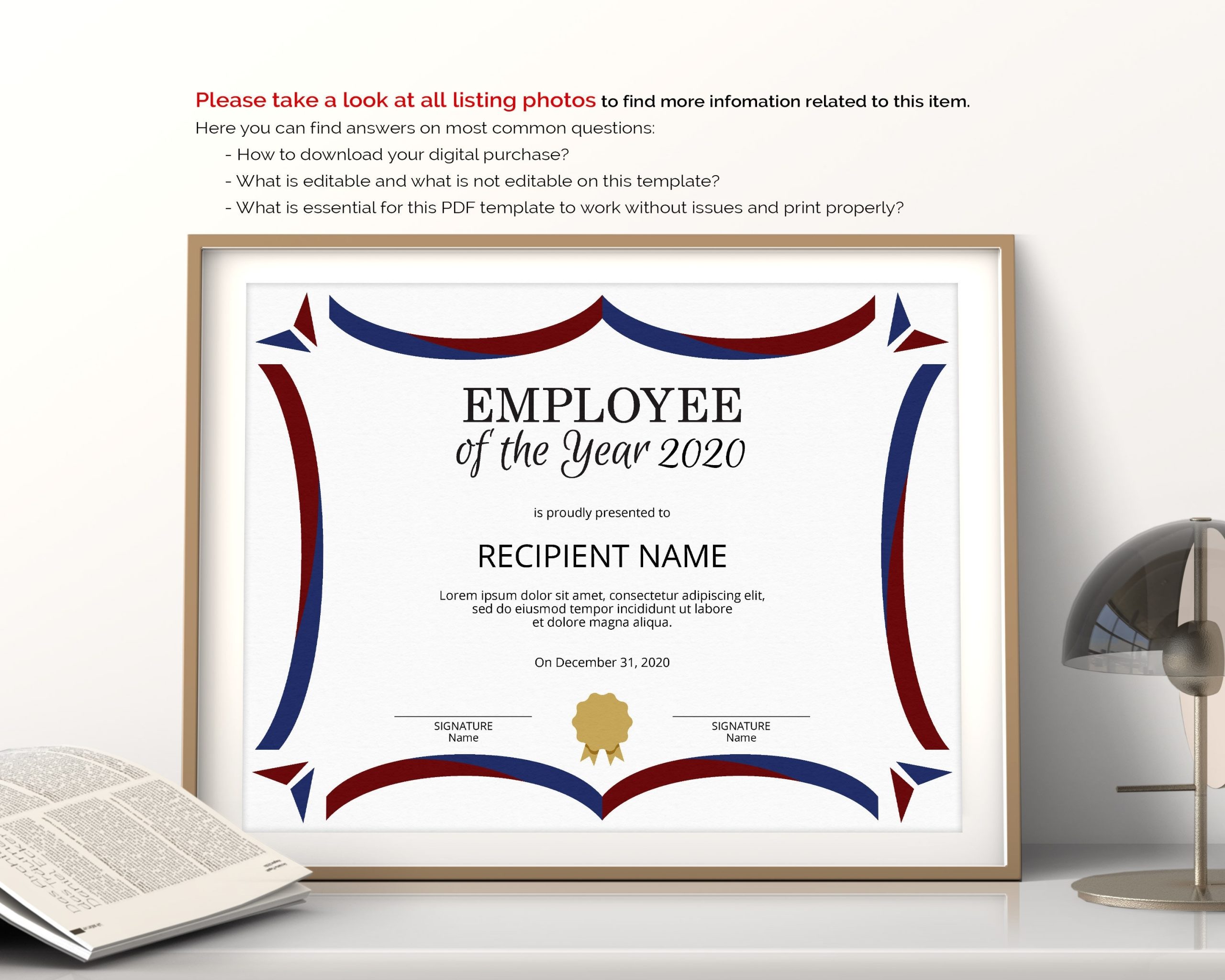Employee Of The Year Template / Free Employee Of The Month Certificate throughout Employee Of The Year Certificate Template Free