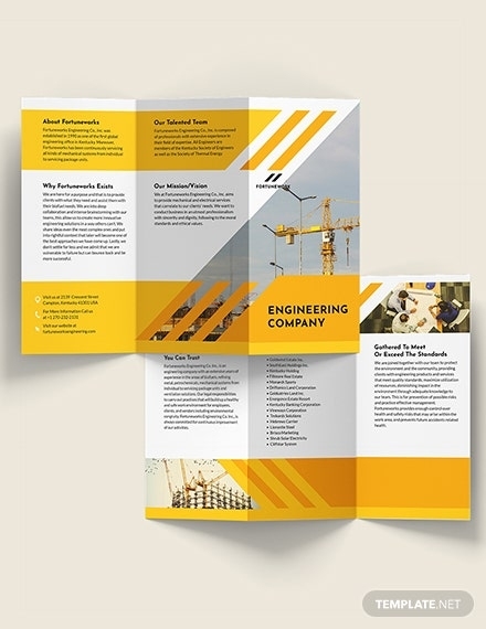 Engineering Company Tri Fold Brochure Template - Word | Psd | Indesign Within Engineering Brochure Templates