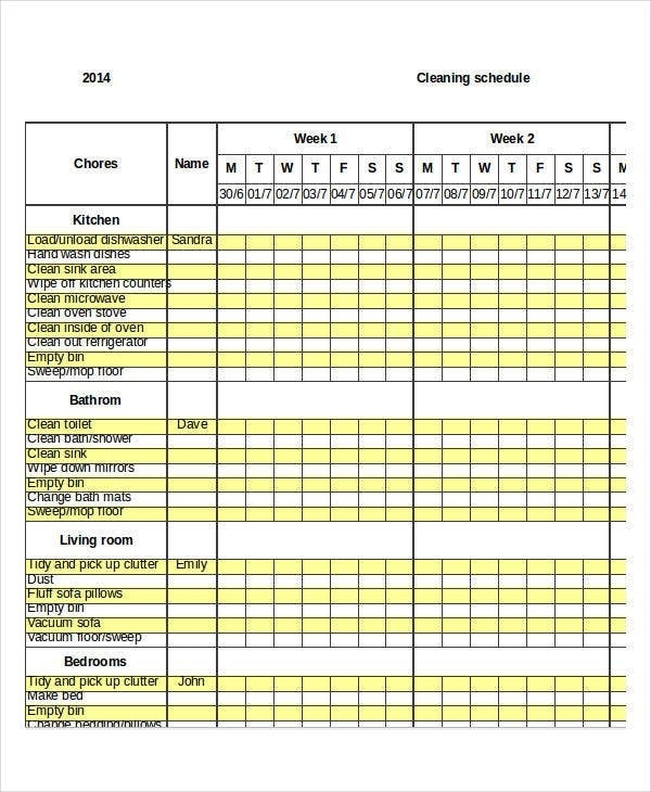 Excel Weekly Schedule Templates – 8+ Free Excel Documents Download With Regard To Blank Cleaning Schedule Template