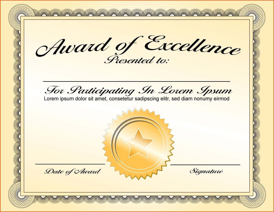 Excellence Award Certificate Template Free | Qualads In Award Of Excellence Certificate Template