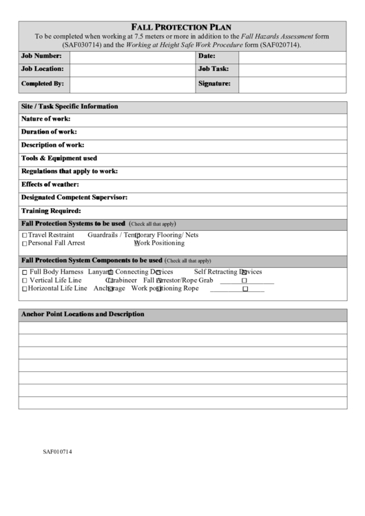 Fall Protection Plan Template Printable Pdf Download regarding Fall Protection Certification Template