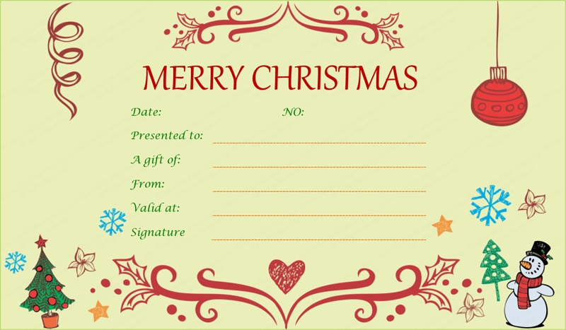 Festive Decorating Christmas Gift Certificate Template Regarding Homemade Gift Certificate Template