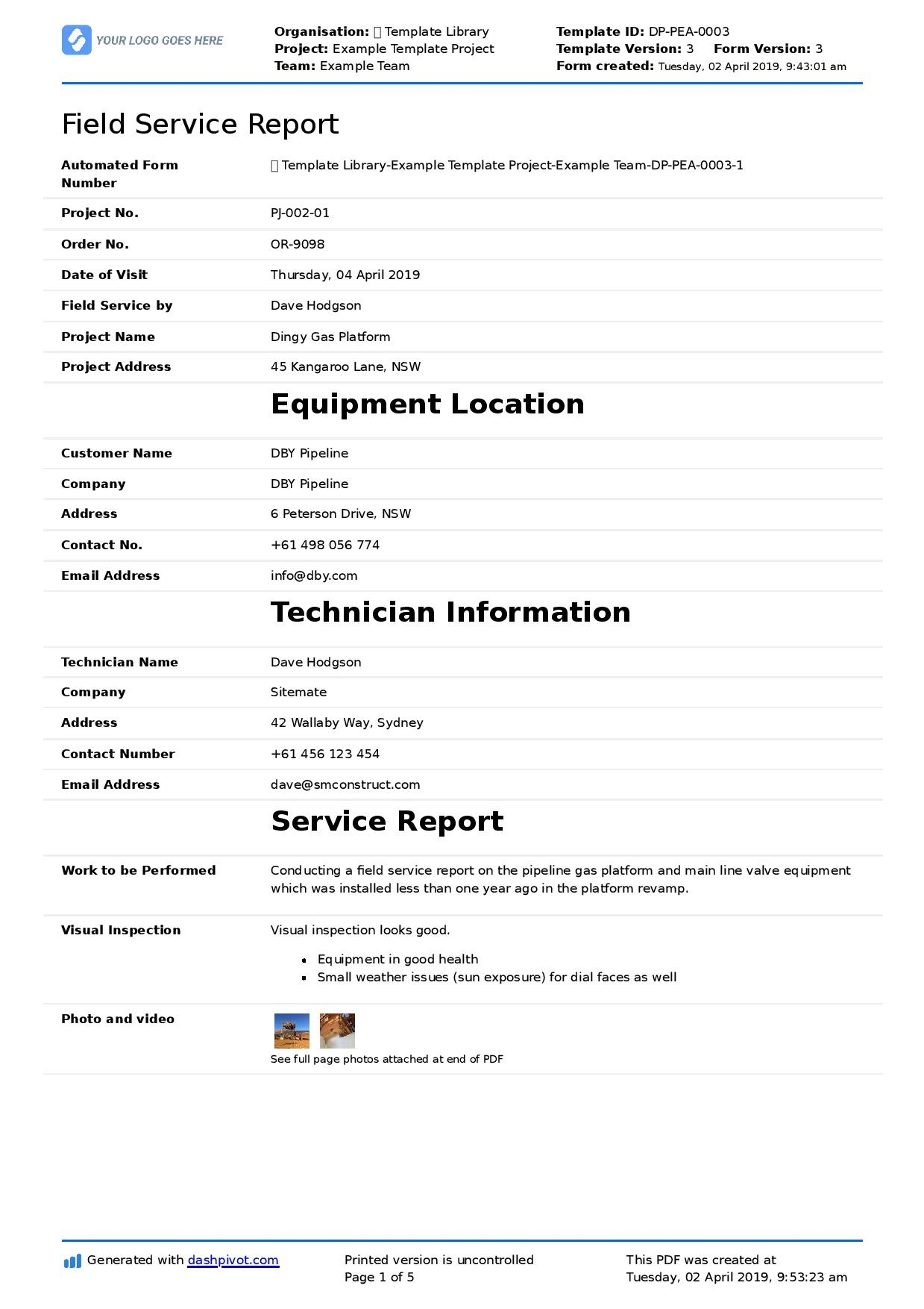 Field Service Report Template (Better Format Than Word, Excel, Pdf) With Word Document Report Templates