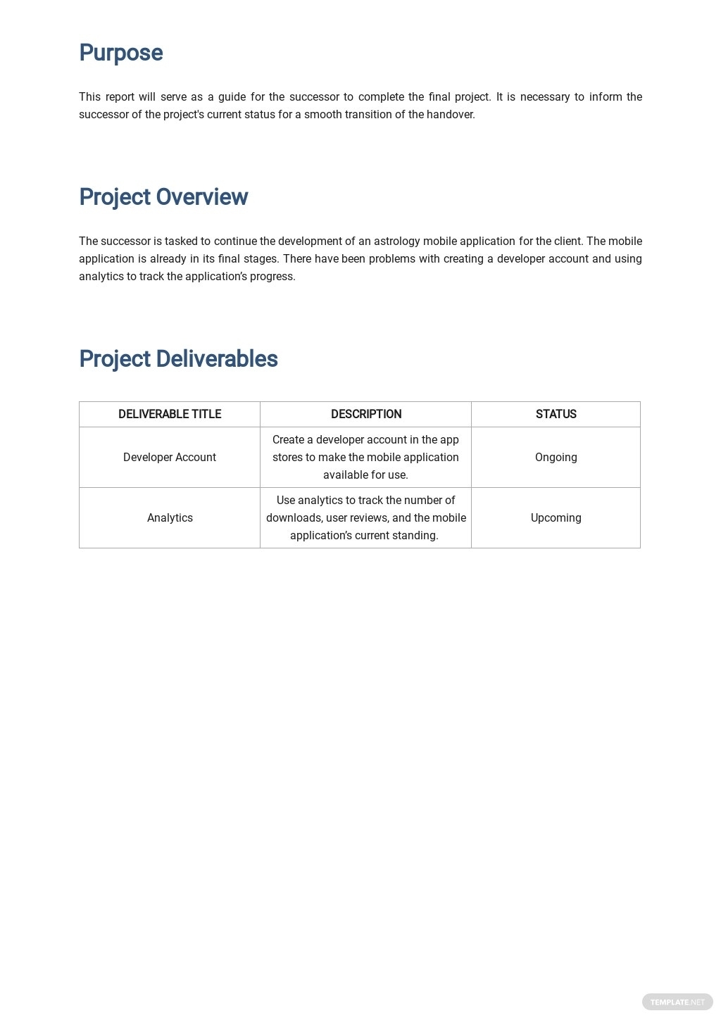 Final Project Handover Report Template [Free Pdf] - Word | Apple Pages with Project Management Final Report Template
