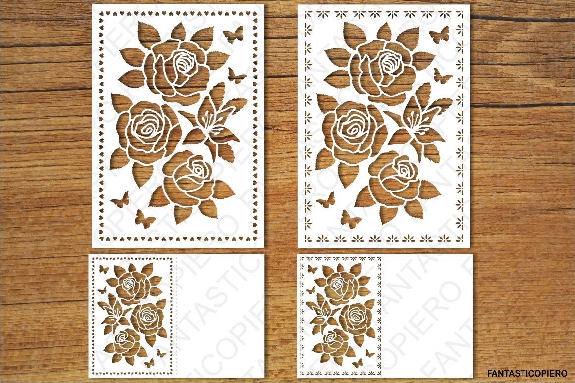 Floral Greeting Card 2 Svg Files For Silhouette Cameo And Cricut. By In Silhouette Cameo Card Templates