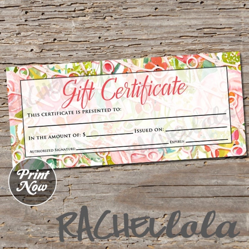 Floral Hair Salon Printable Gift Certificate Template Spring | Etsy Throughout Salon Gift Certificate Template