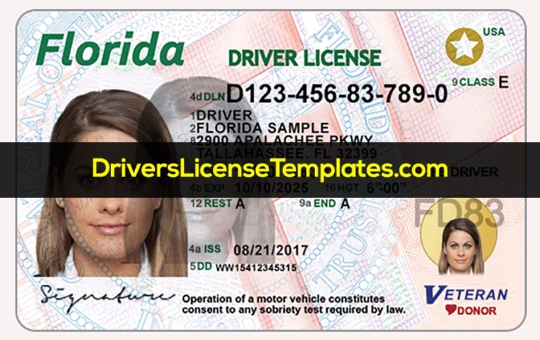 Florida Drivers License Template Psd New Downoad Throughout Florida Id Card Template