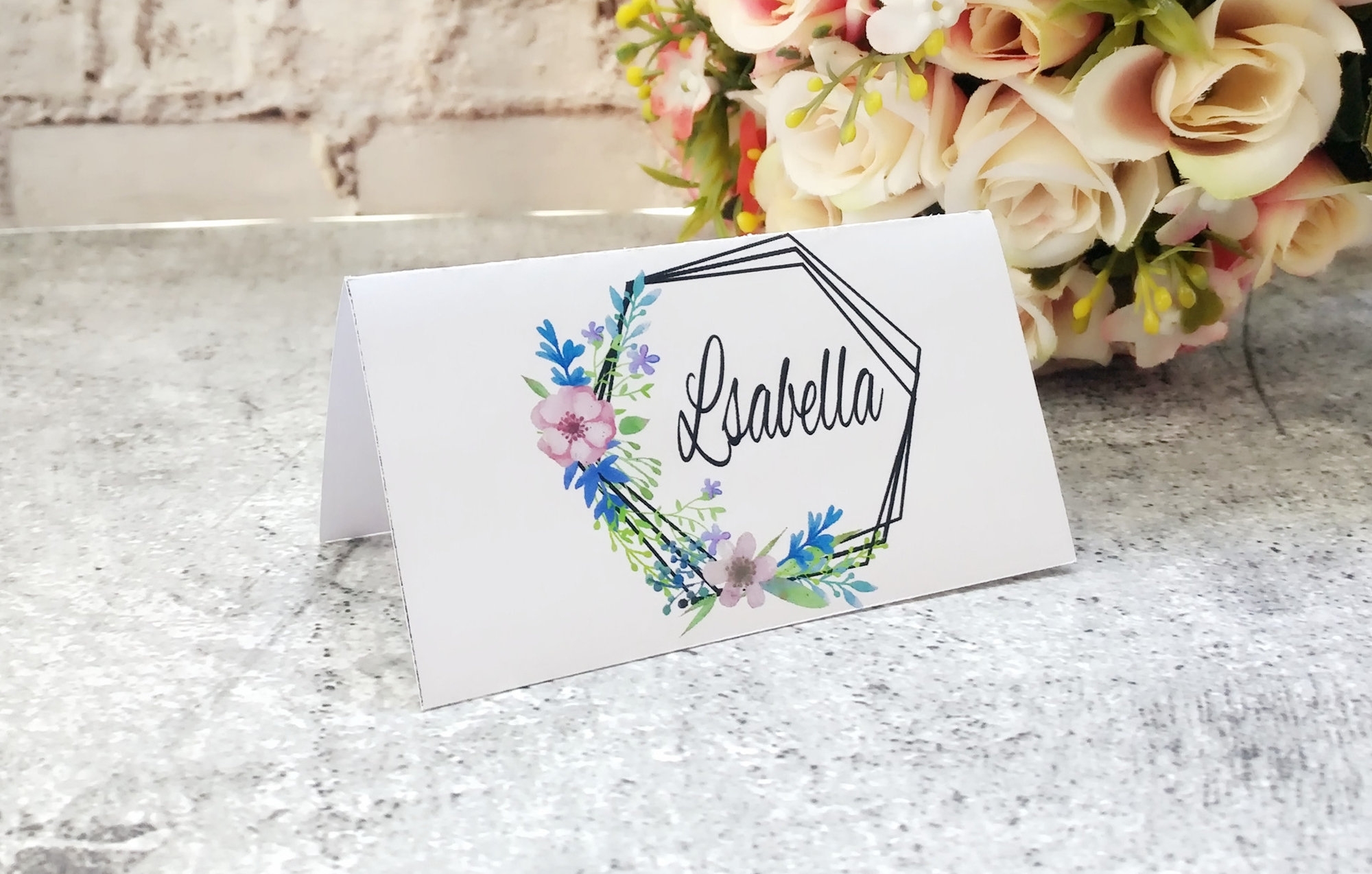 Folded Name Cards Custom Wedding Place Cards Table Name | Etsy With Regard To Table Name Card Template