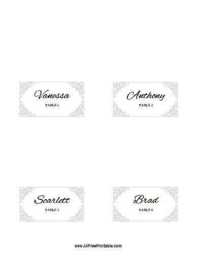 Folded Place Card Template For Wedding | Free Printable intended for Table Place Card Template Free Download