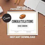 Football Certificate Fully Editable Canva Template Instant | Etsy Intended For Football Certificate Template