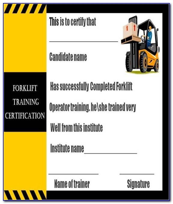 Forklift Operator Certification Card Template With Forklift Certification Template
