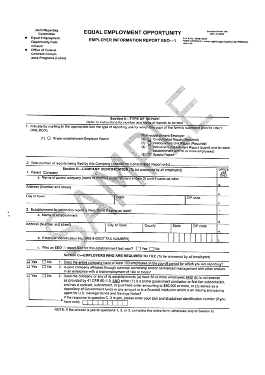 Form 100 – Employer Information Report Eeo 1 – Equal Employment With Eeo 1 Report Template