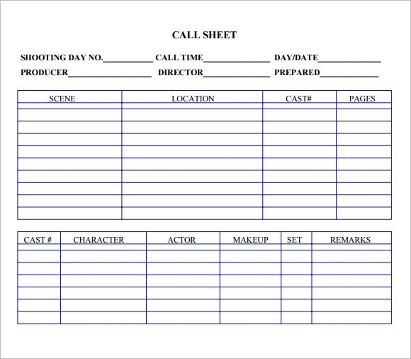Free 10+ Sample Call Sheet Templates In Ms Word | Pdf inside Film Call Sheet Template Word