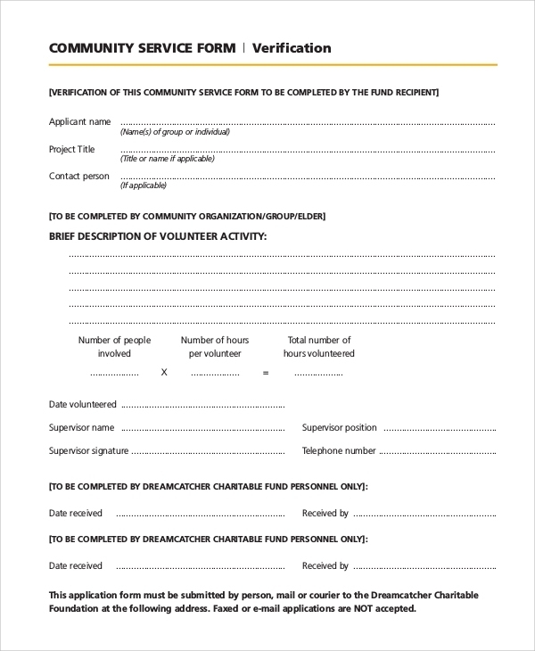 Free 10+ Sample Community Service Forms In Pdf | Ms Word Intended For Community Service Template Word