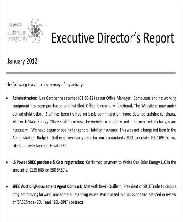 Free 10+ Sample Executive Report Templates In Ms Word | Google Docs Within Ceo Report To Board Of Directors Template