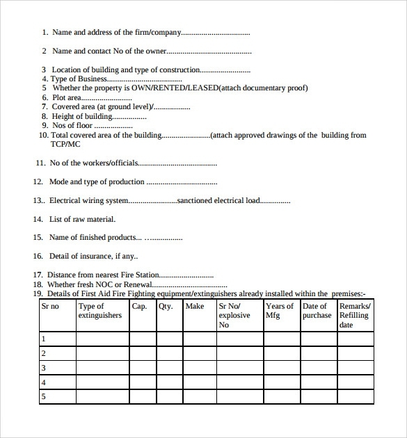 Free 10+ Sample Fire Service Application Forms In Pdf | Ms Word Throughout Noc Report Template