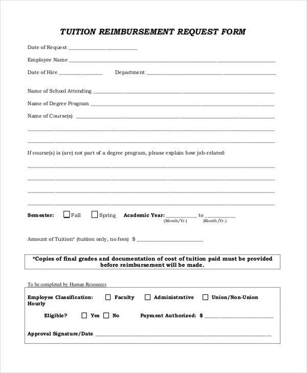 Free 10+ Sample Tuition Reimbursement Forms In Pdf | Word | Excel With Regard To Reimbursement Form Template Word