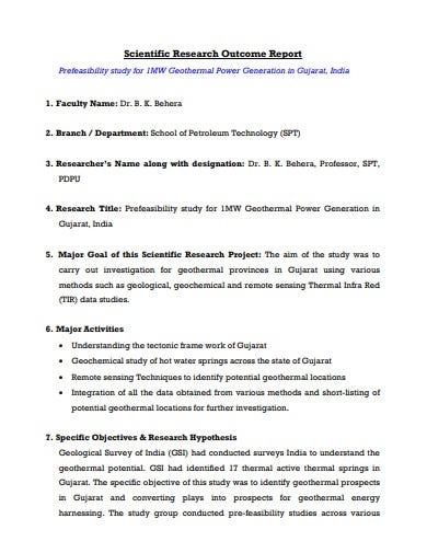 Free 10+ Scientific Research Report Templates In Pdf | Ms Word | Free With Regard To Research Project Report Template